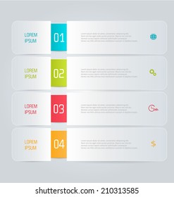 Infographics template, design for website banners, business, brochure. Editable vector illustration. Blue, green, red, orange colors.