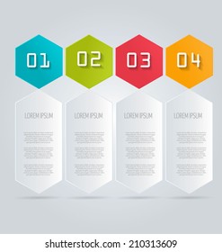 Infographics template, design for website banners, business, brochure. Editable vector illustration. Blue, green, red, orange colors.