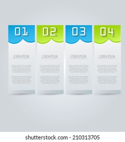 Infographics template, design for website banners, business, brochure. Editable vector illustration. Two colored green and blue.