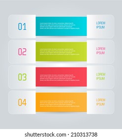 Infographics template, design for website banners, business, brochure. Editable vector illustration. Blue, green, red, orange colors.