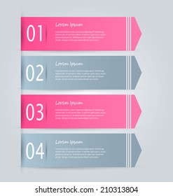 Infographics template, design for website banners, business, brochure. Editable vector illustration. Two colored pink and grey.