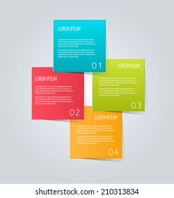 Infographics template, design for website banners, business, brochure. Editable vector illustration. Blue, green, red, orange colors.