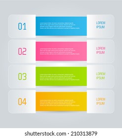 Infographics template, design for website banners, business, brochure. Editable vector illustration. Pink, blue, green, orange colors.