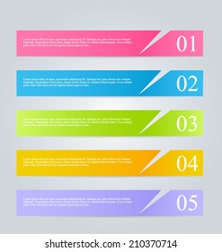 Infographics template design for website banners, business, brochures, flyers. Editable vector illustration. Pink, green, blue, purple colors.