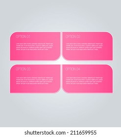 Infographics template design for website banners, business, brochure. Editable vector illustration. Pink color.