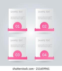 Infographics template design for website banners, business, brochure. Editable vector illustration. Pink color.