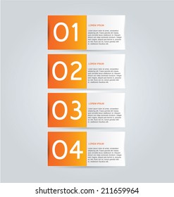 Infographics template design for website banners, business, brochure. Editable vector illustration. Orange color.