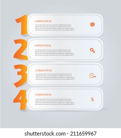 Infographics template design for website banners, business, brochure. Editable vector illustration. Orange color.
