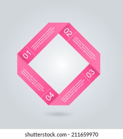 Infographics template design for website banners, business, brochure. Editable vector illustration. Pink color.