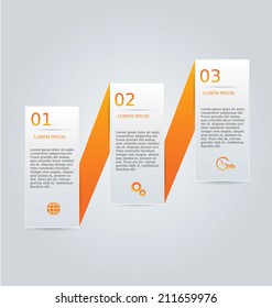 Infographics template design for website banners, business, brochure. Editable vector illustration. Orange color.