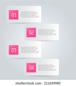 Infographics template design for website banners, business, brochure. Editable vector illustration. Pink color.