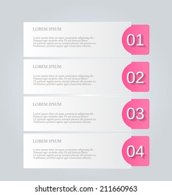 Infographics template design for website banners, business, brochure. Editable vector illustration. Pink color.