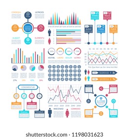 Infographics template. Financial charts, trends graph. Population infocharts. Statistical bar diagram. Presentation vector infographic. Infographic and chart, graph bar presentation illustration