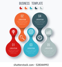 Infographics template five options with circles. Can be used for workflow layout, diagram, number options, step up options, web design, presentations