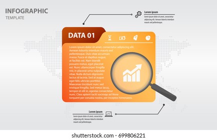 infographics template folder design with magnifying glass