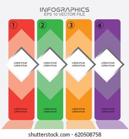Infographics template with four column process,modern and trendy