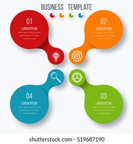 Infographics template four options with circles. Can be used for workflow layout, diagram, number options, step up options, web design, presentations