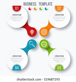 Infographics template four options with circles. Can be used for workflow layout, diagram, number options, step up options, web design, presentations