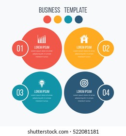 Infographics template four options with circles. Can be used for workflow layout, diagram, number options, step up options, web design, presentations