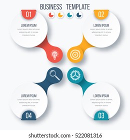 Infographics template four options with circles. Can be used for workflow layout, diagram, number options, step up options, web design, presentations