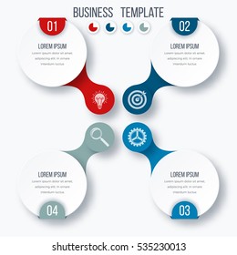 Infographics template four options with circles. Can be used for workflow layout, diagram, number options, step up options, web design, presentations