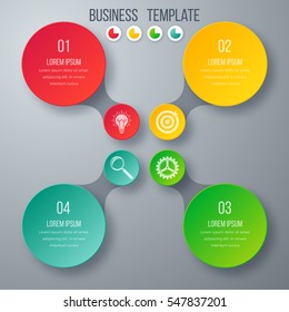 Infographics template four options with circles. Can be used for workflow layout, diagram, number options, step up options, web design, presentations