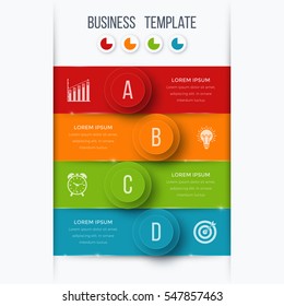 Infographics template four options with circles. Can be used for workflow layout, diagram, number options, step up options, web design, presentations