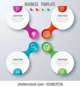 Infographics template four options with circles. Can be used for workflow layout, diagram, number options, step up options, web design, presentations