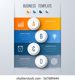 Infographics template four options with circles. Can be used for workflow layout, diagram, number options, step up options, web design, presentations