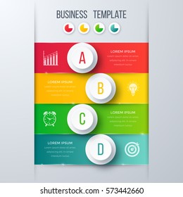 Infographics template four options with circles. Can be used for workflow layout, diagram, number options, step up options, web design, presentations