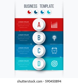 Infographics template four options with circles. Can be used for workflow layout, diagram, number options, step up options, web design, presentations