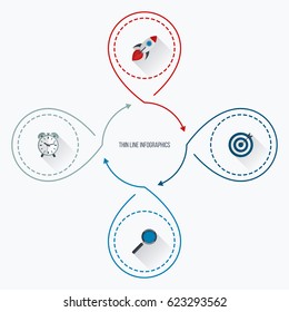 Infographics template four options with circles. Can be used for workflow layout, diagram, number options, step up options, web design, presentations
