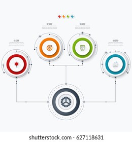 Infographics template four options with circles. Can be used for workflow layout, diagram, number options, step up options, web design, presentations