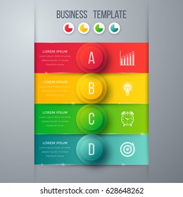 Infographics template four options with circles. Can be used for workflow layout, diagram, number options, step up options, web design, presentations