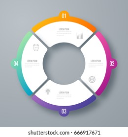 Infographics template four options with circles. Can be used for workflow layout, diagram, number options, step up options, web design, presentations