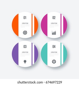 Infographics template four options with circles. Can be used for workflow layout, diagram, number options, step up options, web design, presentations
