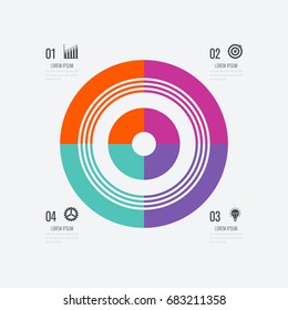 Infographics template four options with circles. Can be used for workflow layout, diagram, number options, step up options, web design, presentations