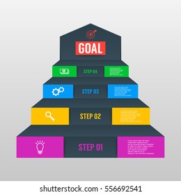 Infographics template with four options in material design style. It can be used as a chart, numbered banner, presentation, graph, report, web design etc. Vector EPS10 illustration.