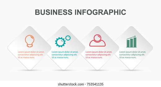 Infographics template four options with paper square. Origami style. Can be used for workflow layout, diagram, step up options, web design, presentations