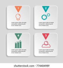 Infographics template four options with paper square. Origami style. Can be used for workflow layout, diagram, step up options, web design, presentations