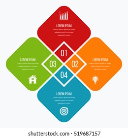 Infographics template four options with square. Can be used for workflow layout, diagram, number options, step up options, web design, presentations