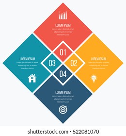 Infographics template four options with square. Can be used for workflow layout, diagram, number options, step up options, web design, presentations