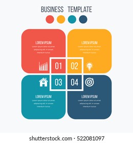 Infographics template four options with square. Can be used for workflow layout, diagram, number options, step up options, web design, presentations