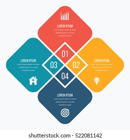 Infographics template four options with square. Can be used for workflow layout, diagram, number options, step up options, web design, presentations