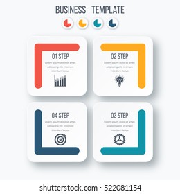 Infographics template four options with square. Can be used for workflow layout, diagram, number options, step up options, web design, presentations