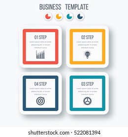 Infographics template four options with square. Can be used for workflow layout, diagram, number options, step up options, web design, presentations