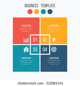 Infographics template four options with square. Can be used for workflow layout, diagram, number options, step up options, web design, presentations