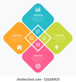 Infographics template four options with square. Can be used for workflow layout, diagram, number options, step up options, web design, presentations