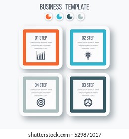 Infographics template four options with square. Can be used for workflow layout, diagram, number options, step up options, web design, presentations