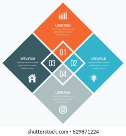 Infographics template four options with square. Can be used for workflow layout, diagram, number options, step up options, web design, presentations